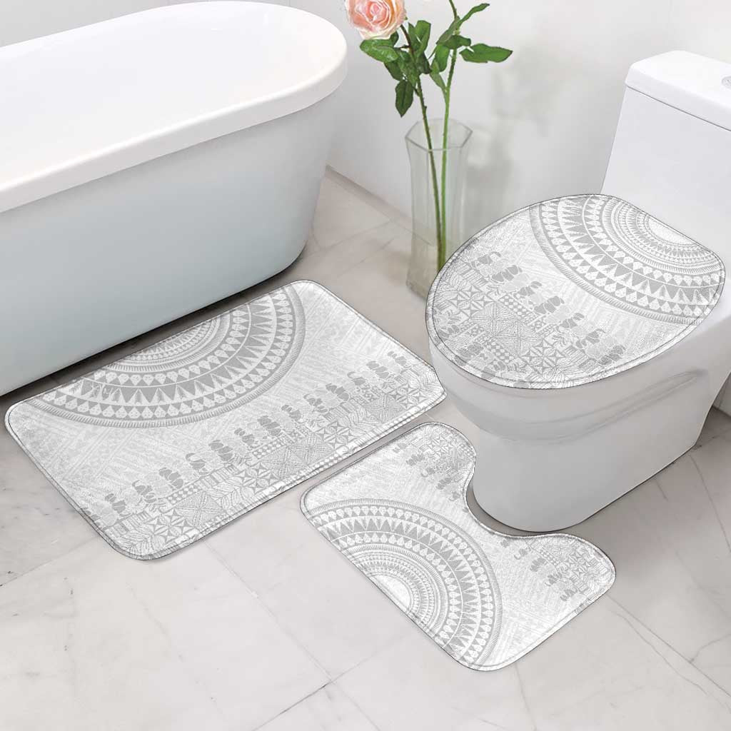 Niue White Sunday Bathroom Set Tapu Fanau Ia Puakenikeni Hiapo Pattern LT14 - Polynesian Pride