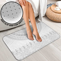 Niue White Sunday Bathroom Set Tapu Fanau Ia Puakenikeni Hiapo Pattern LT14 - Polynesian Pride