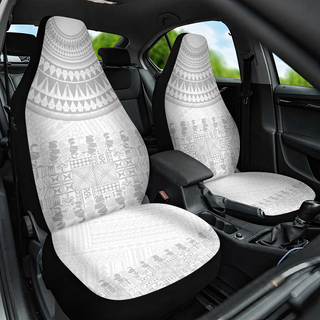 Niue White Sunday Car Seat Cover Tapu Fanau Ia Puakenikeni Hiapo Pattern - Polynesian Pride