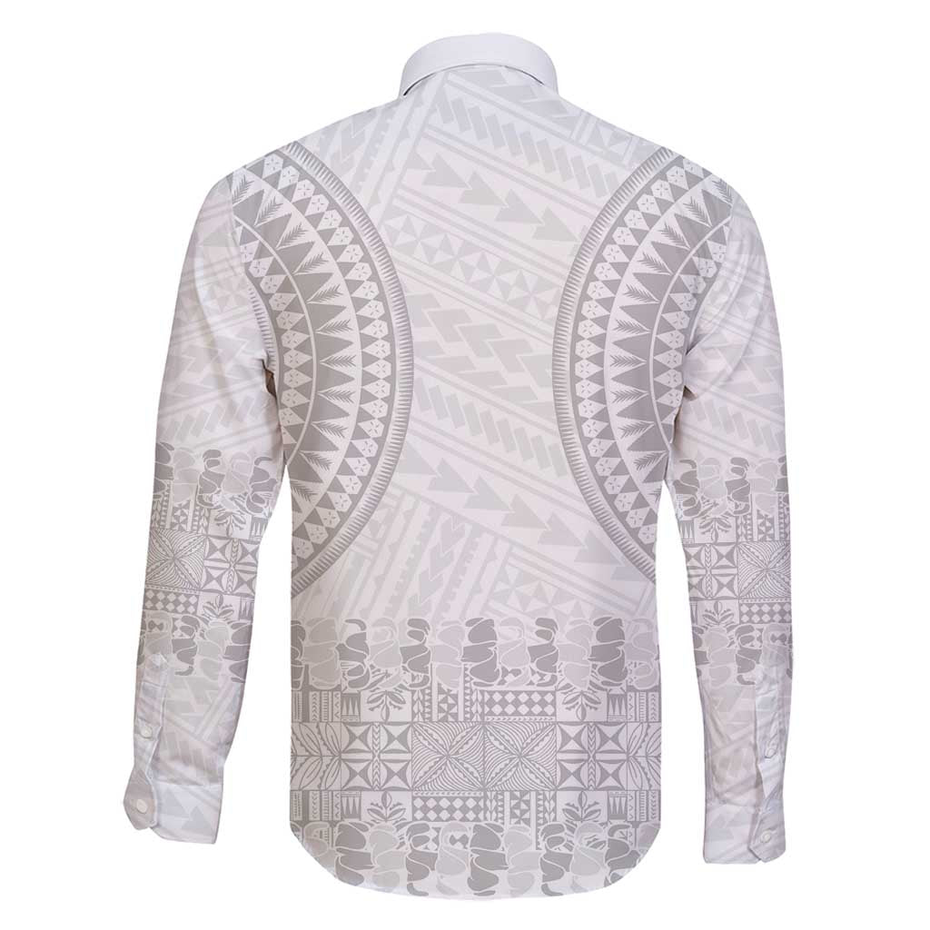 Niue White Sunday Family Matching Long Sleeve Bodycon Dress and Hawaiian Shirt Tapu Fanau Ia Puakenikeni Hiapo Pattern LT14 - Polynesian Pride