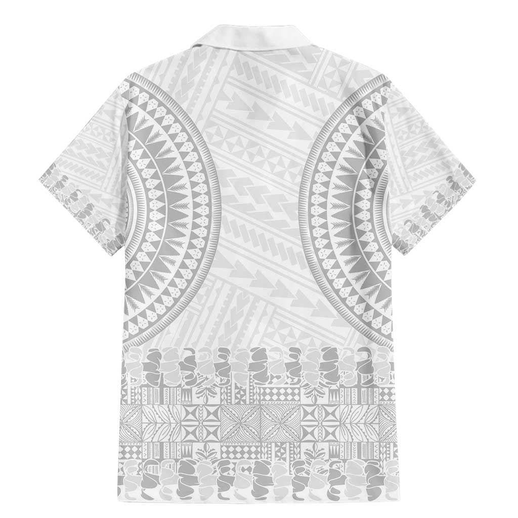 Niue White Sunday Family Matching Mermaid Dress and Hawaiian Shirt Tapu Fanau Ia Puakenikeni Hiapo Pattern LT14 - Polynesian Pride