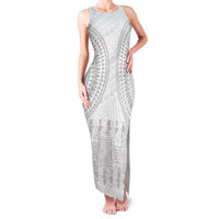 Niue White Sunday Family Matching Tank Maxi Dress and Hawaiian Shirt Tapu Fanau Ia Puakenikeni Hiapo Pattern LT14 Mom's Dress White - Polynesian Pride