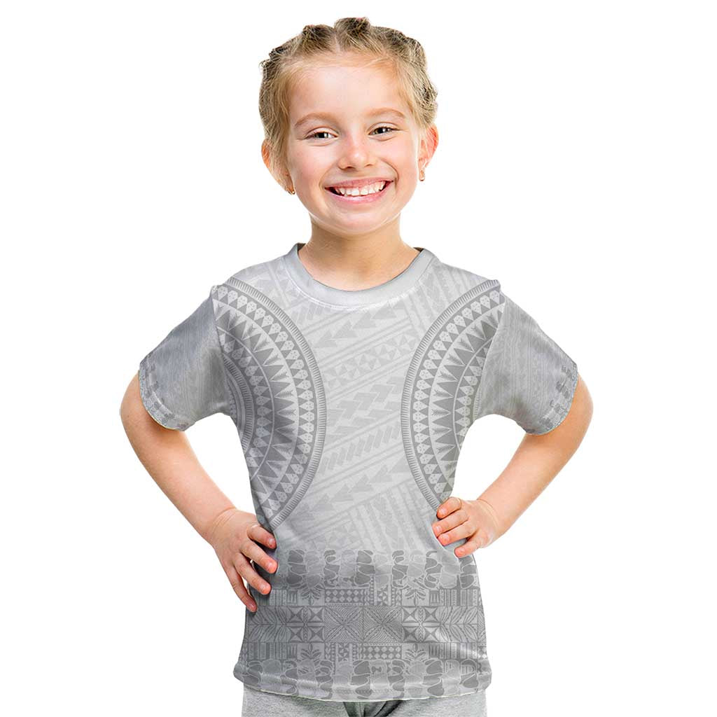 Niue White Sunday Kid T Shirt Tapu Fanau Ia Puakenikeni Hiapo Pattern - Polynesian Pride