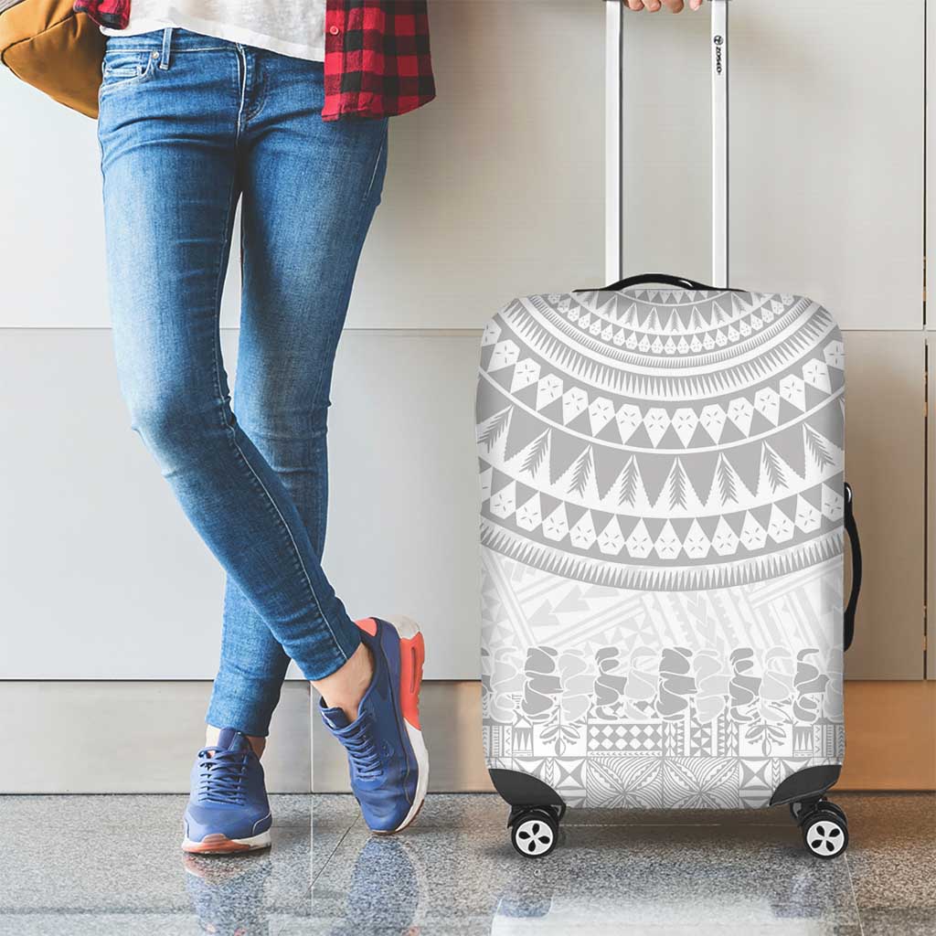 Niue White Sunday Luggage Cover Tapu Fanau Ia Puakenikeni Hiapo Pattern - Polynesian Pride