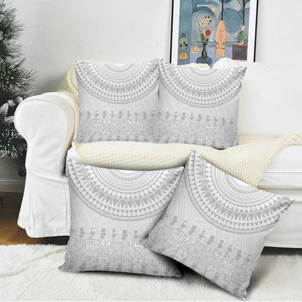 Niue White Sunday Pillow Cover Tapu Fanau Ia Puakenikeni Hiapo Pattern - Polynesian Pride