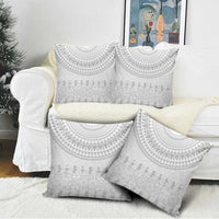 Niue White Sunday Pillow Cover Tapu Fanau Ia Puakenikeni Hiapo Pattern - Polynesian Pride
