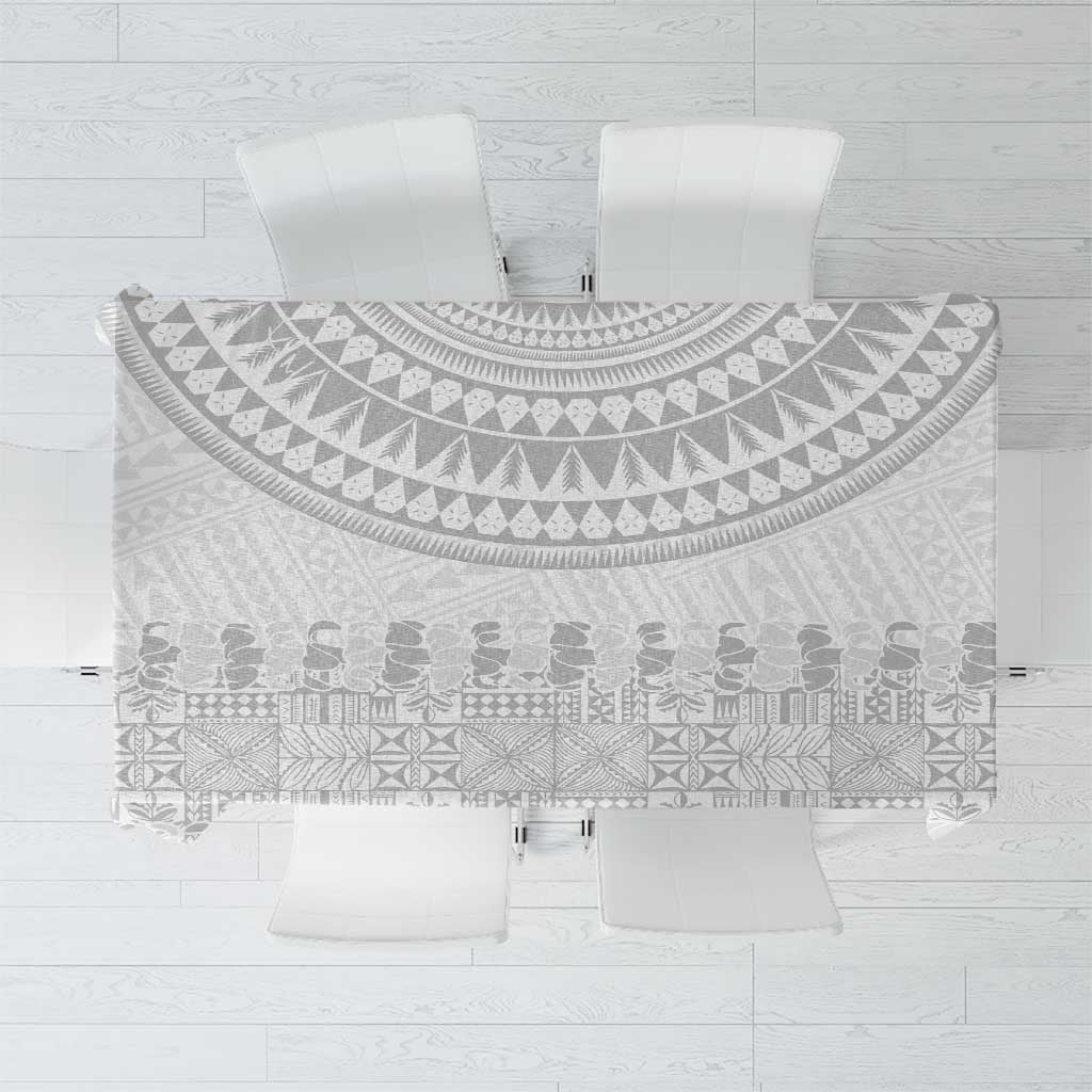 Niue White Sunday Tablecloth Tapu Fanau Ia Puakenikeni Hiapo Pattern - Polynesian Pride