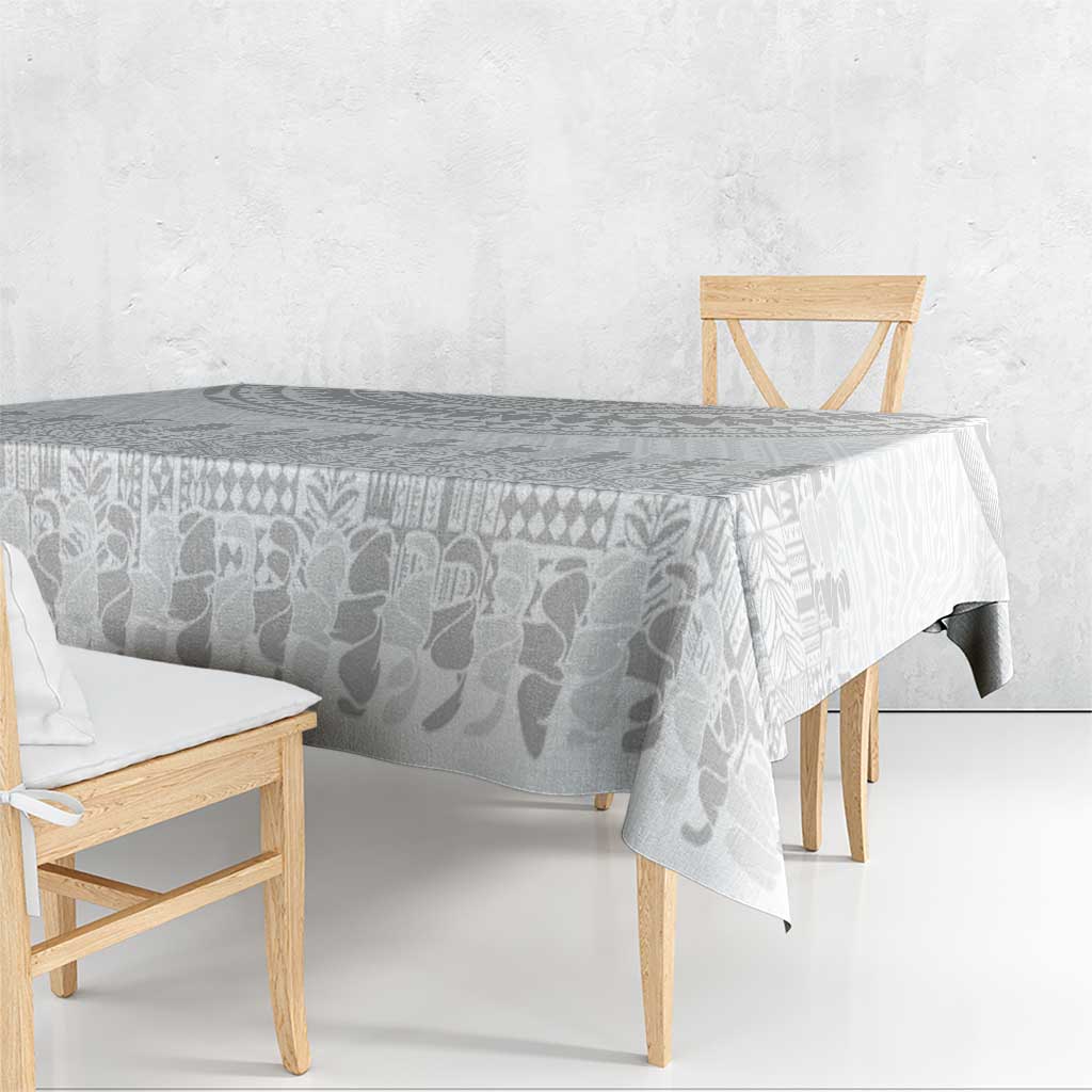 Niue White Sunday Tablecloth Tapu Fanau Ia Puakenikeni Hiapo Pattern - Polynesian Pride