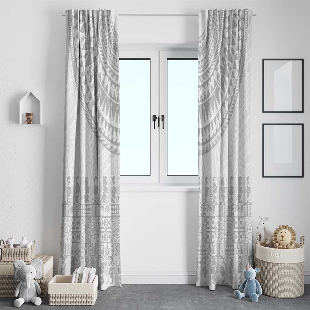 Niue White Sunday Window Curtain Tapu Fanau Ia Puakenikeni Hiapo Pattern - Polynesian Pride