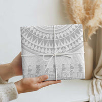 Niue White Sunday Wrapping Paper Tapu Fanau Ia Puakenikeni Hiapo Pattern - Polynesian Pride