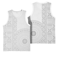 Niue White Sunday Basketball Jersey Half Hiapo Pattern Vibes - Polynesian Pride