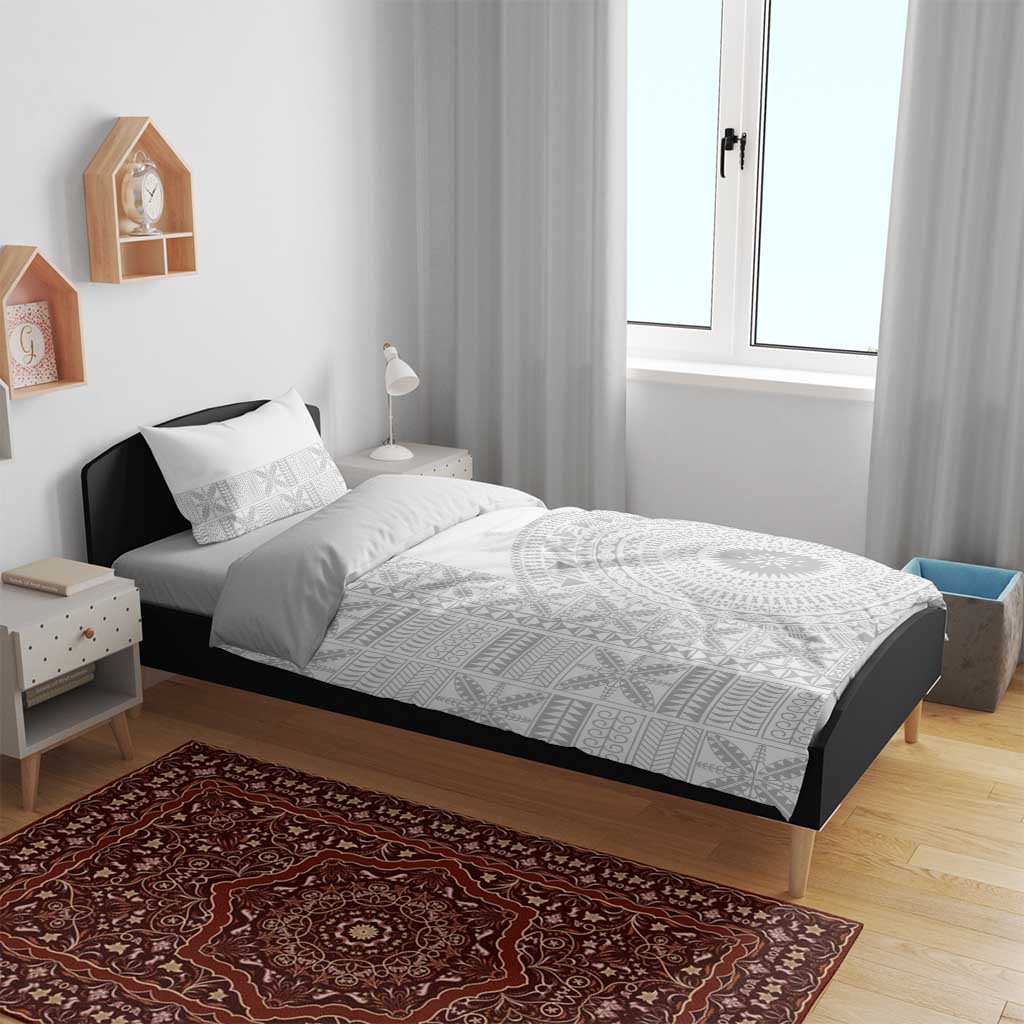 Niue White Sunday Bedding Set Half Hiapo Pattern Vibes - Polynesian Pride