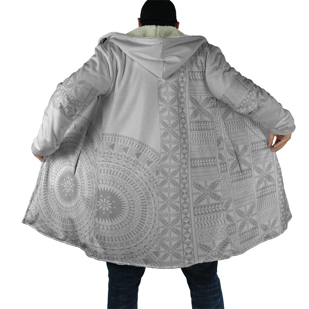 Niue White Sunday Cloak Half Hiapo Pattern Vibes - Polynesian Pride