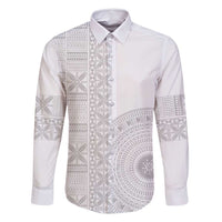 Niue White Sunday Family Matching Long Sleeve Bodycon Dress and Hawaiian Shirt Half Hiapo Pattern Vibes - Polynesian Pride