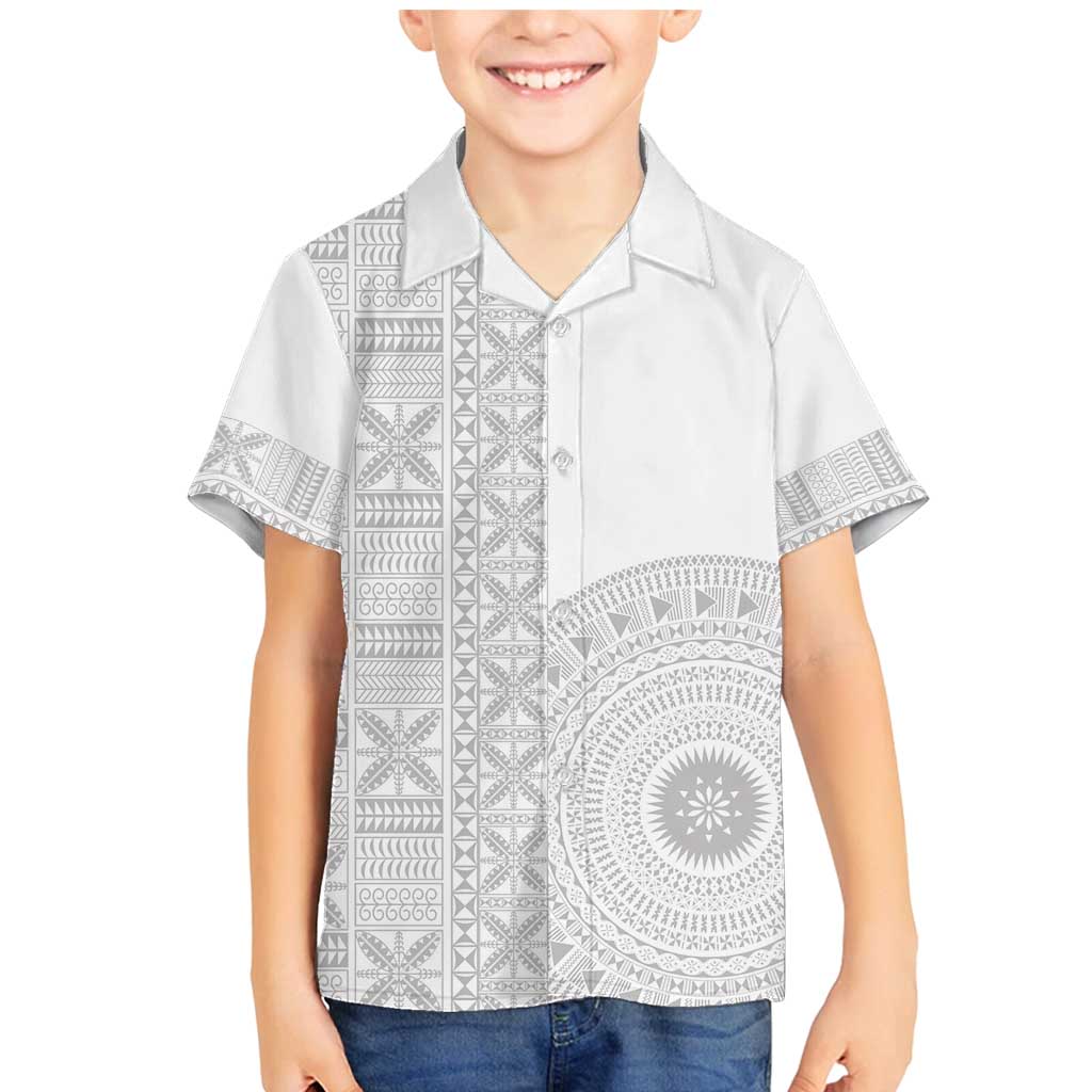 Niue White Sunday Family Matching Mermaid Dress and Hawaiian Shirt Half Hiapo Pattern Vibes - Polynesian Pride