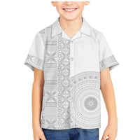 Niue White Sunday Family Matching Mermaid Dress and Hawaiian Shirt Half Hiapo Pattern Vibes - Polynesian Pride