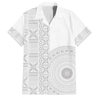 Niue White Sunday Family Matching Summer Maxi Dress and Hawaiian Shirt Half Hiapo Pattern Vibes - Polynesian Pride