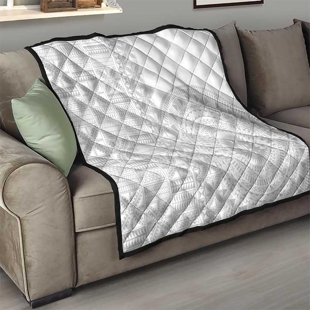 Niue White Sunday Quilt Half Hiapo Pattern Vibes - Polynesian Pride