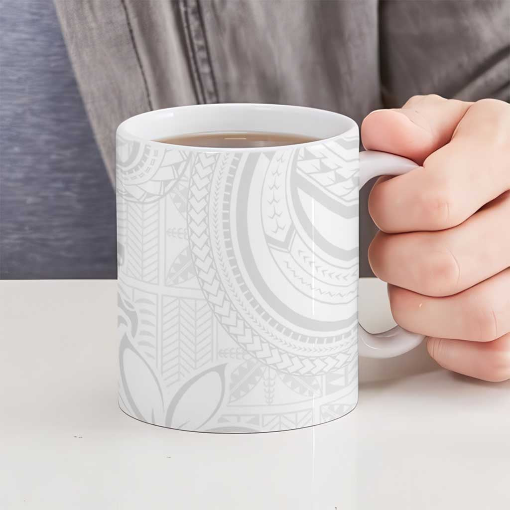 Tapu Fanau Ia Niue Ceramic Mug Happy White Sunday Unique Hiapo - Polynesian Pride