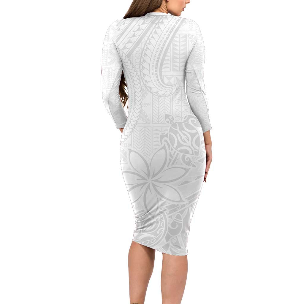 Tapu Fanau Ia Niue Family Matching Long Sleeve Bodycon Dress and Hawaiian Shirt Happy White Sunday Unique Hiapo LT14 - Polynesian Pride