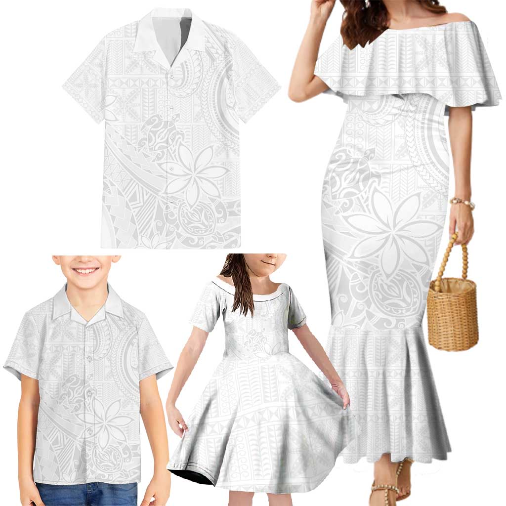 Tapu Fanau Ia Niue Family Matching Mermaid Dress and Hawaiian Shirt Happy White Sunday Unique Hiapo LT14 - Polynesian Pride