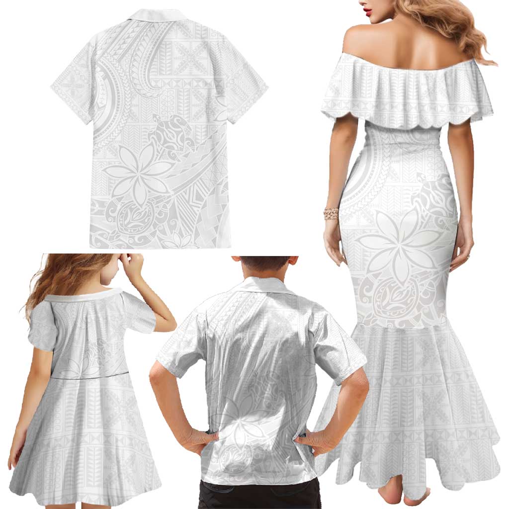 Tapu Fanau Ia Niue Family Matching Mermaid Dress and Hawaiian Shirt Happy White Sunday Unique Hiapo LT14 - Polynesian Pride