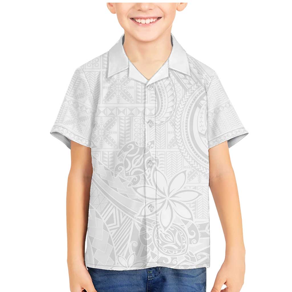 Tapu Fanau Ia Niue Family Matching Mermaid Dress and Hawaiian Shirt Happy White Sunday Unique Hiapo LT14 Son's Shirt White - Polynesian Pride
