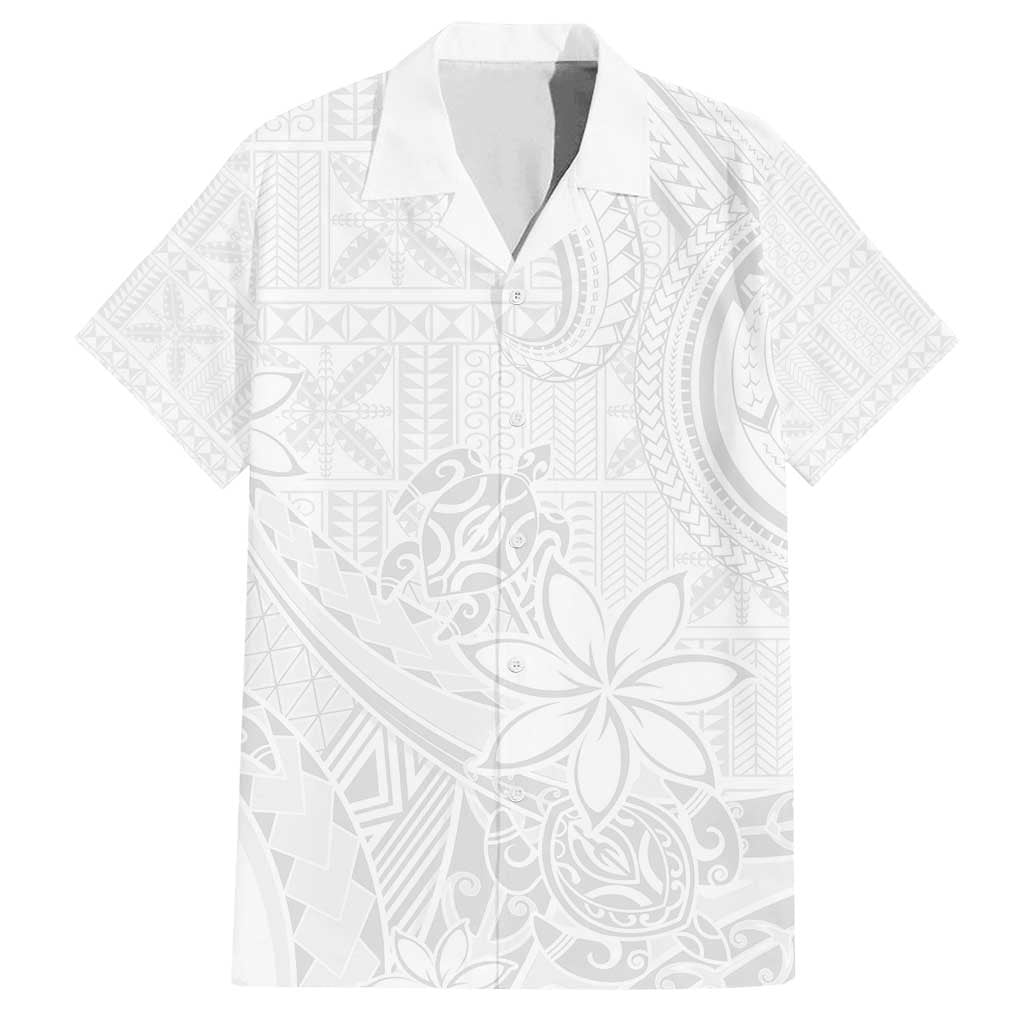 Tapu Fanau Ia Niue Family Matching Off Shoulder Short Dress and Hawaiian Shirt Happy White Sunday Unique Hiapo LT14 Dad's Shirt - Short Sleeve White - Polynesian Pride