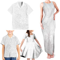 Tapu Fanau Ia Niue Family Matching Tank Maxi Dress and Hawaiian Shirt Happy White Sunday Unique Hiapo LT14 - Polynesian Pride