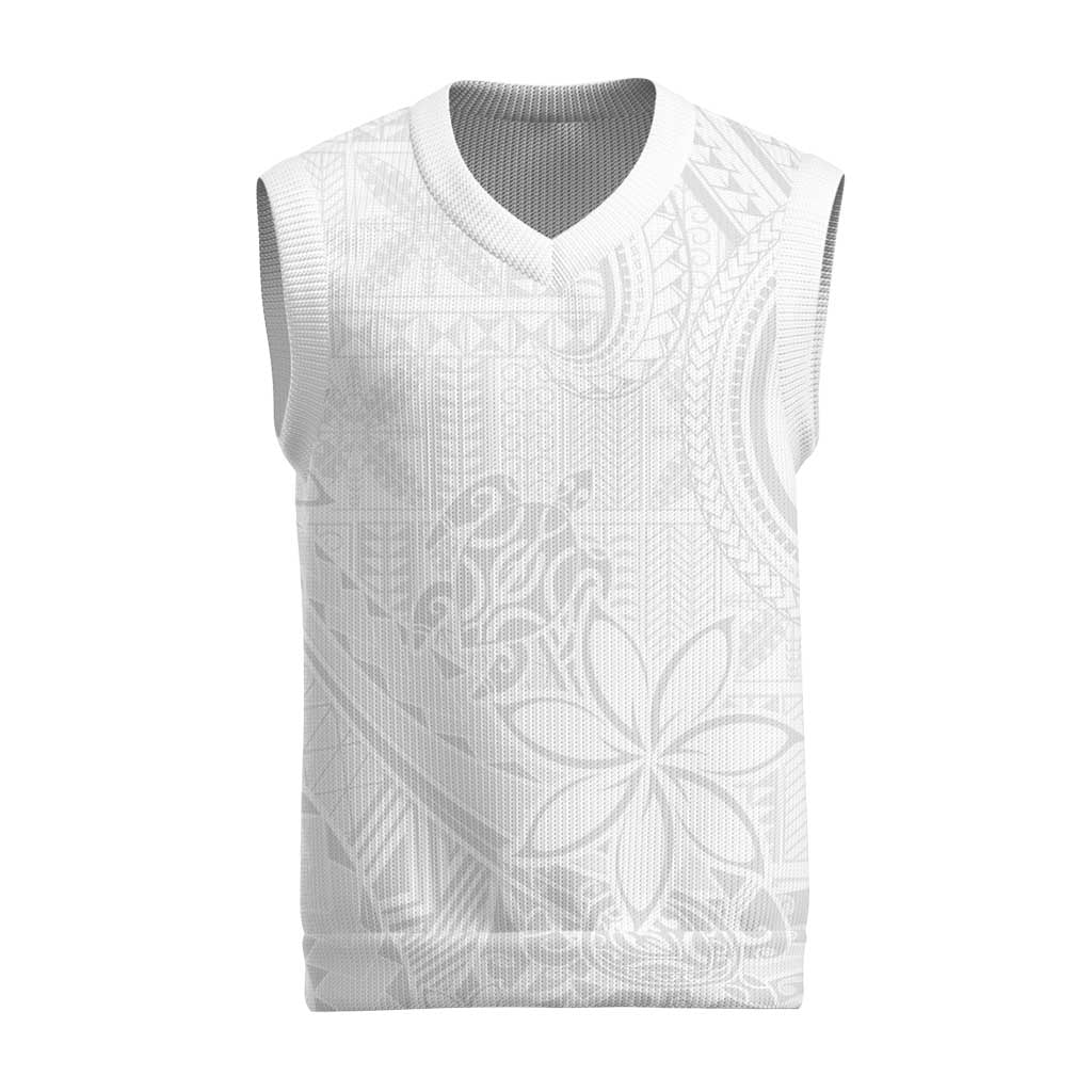Tapu Fanau Ia Niue Christmas Knitted V-Neck Vest Happy White Sunday Unique Hiapo - Polynesian Pride