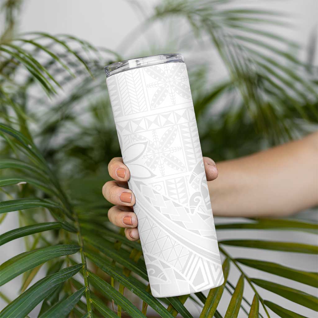 Tapu Fanau Ia Niue Skinny Tumbler Happy White Sunday Unique Hiapo LT14 - Polynesian Pride