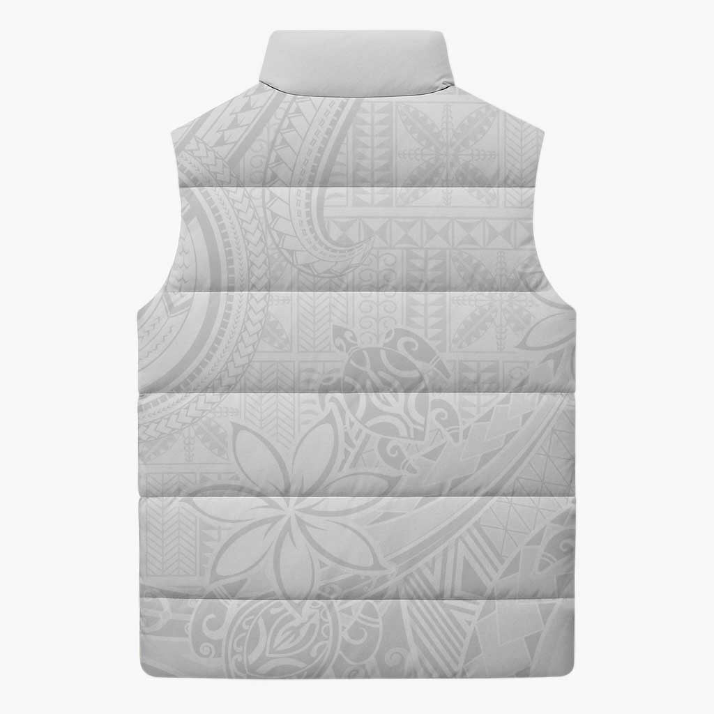 Tapu Fanau Ia Niue Sleeveless Puffer Jacket Happy White Sunday Unique Hiapo - Polynesian Pride
