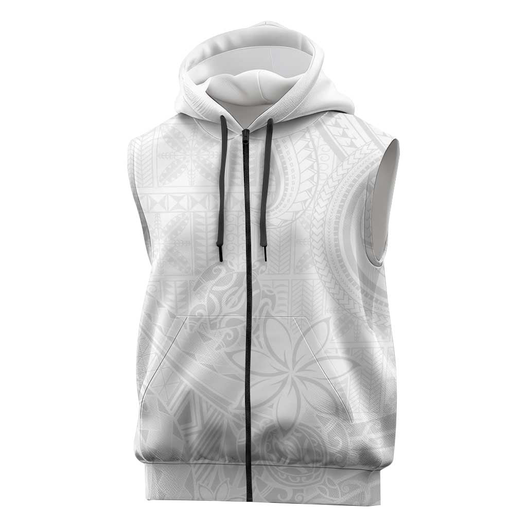 Tapu Fanau Ia Niue Sleeveless Zip Hoodie Happy White Sunday Unique Hiapo - Polynesian Pride