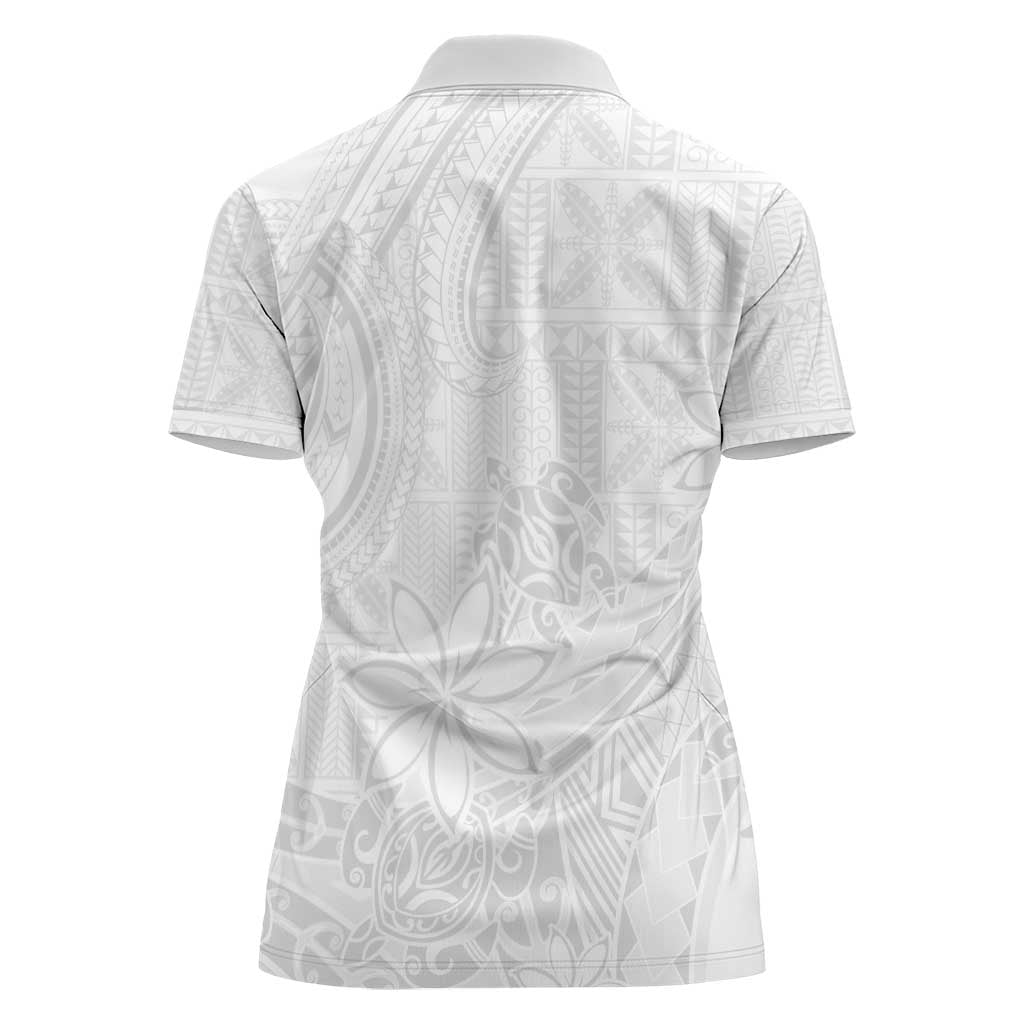 Tapu Fanau Ia Niue Women Polo Shirt Happy White Sunday Unique Hiapo LT14 - Polynesian Pride