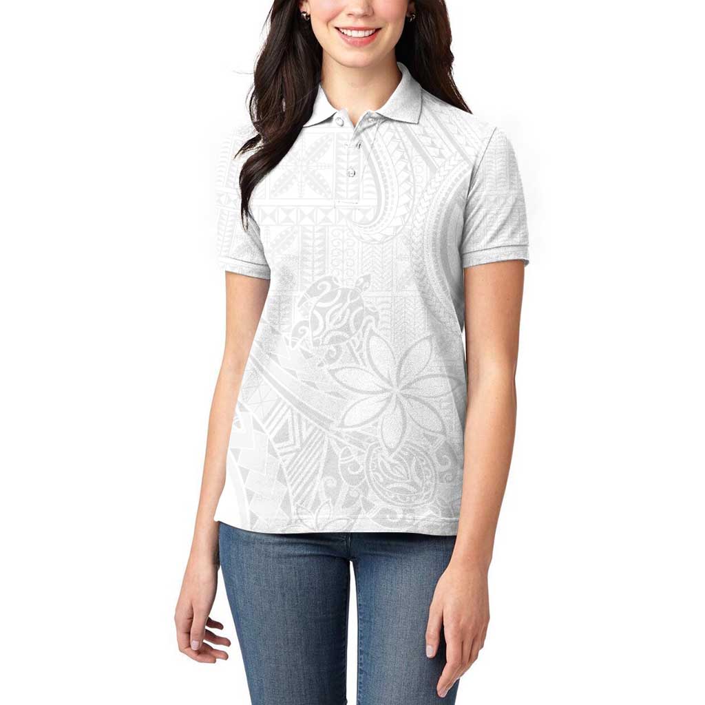 Tapu Fanau Ia Niue Women Polo Shirt Happy White Sunday Unique Hiapo LT14 - Polynesian Pride