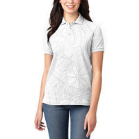 Tapu Fanau Ia Niue Women Polo Shirt Happy White Sunday Unique Hiapo LT14 - Polynesian Pride