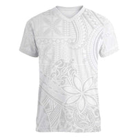 Tapu Fanau Ia Niue Women V-Neck T-Shirt Happy White Sunday Unique Hiapo LT14 Female White - Polynesian Pride