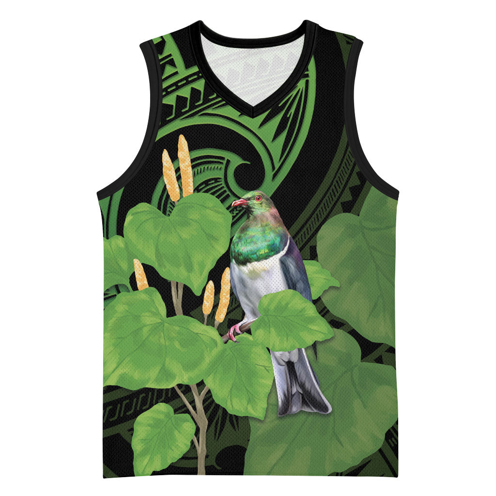 Kawakawa Rongoa Maori Kereru New Zealand Basketball Jersey LT14 Unisex Green - Polynesian Pride