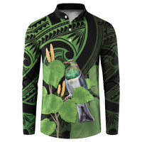 Kawakawa Rongoa Maori Kereru New Zealand Button Sweatshirt LT14 Green - Polynesian Pride