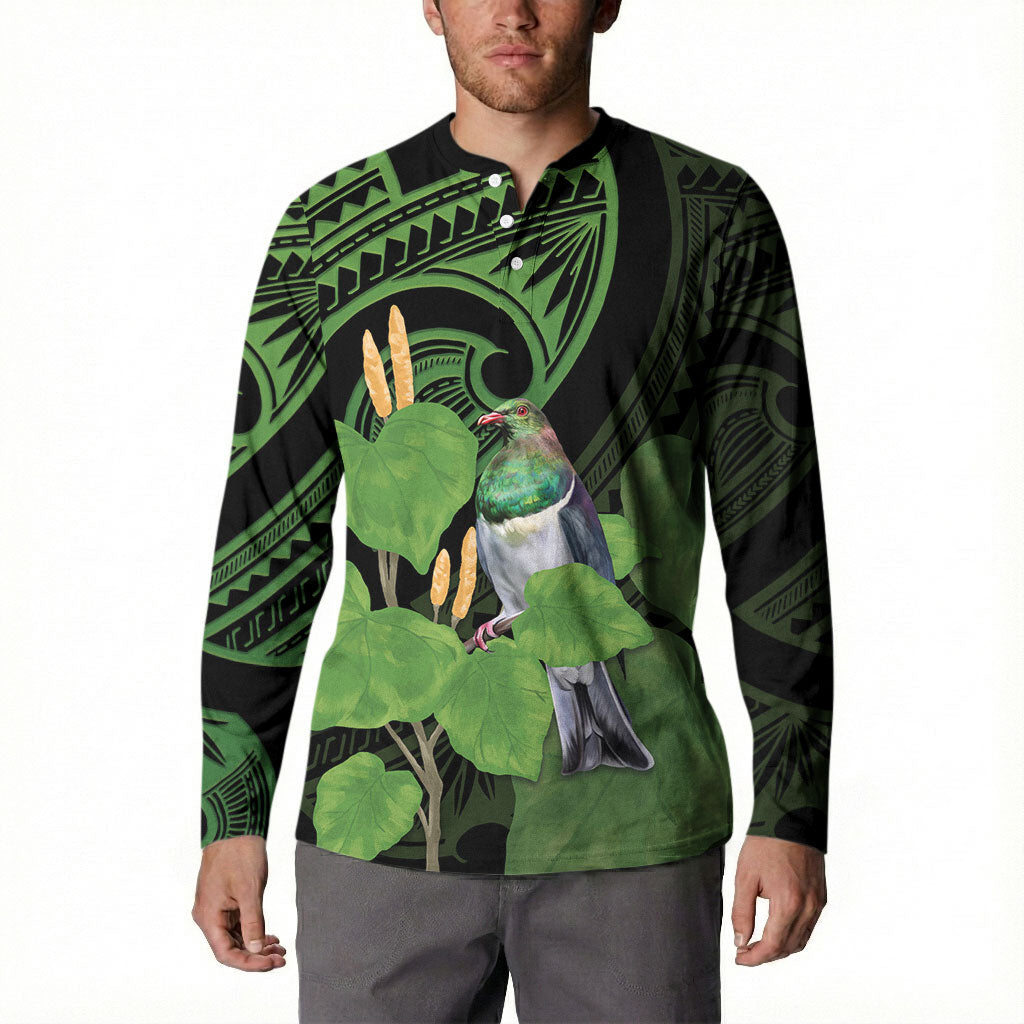Kawakawa Rongoa Maori Kereru New Zealand Button Sweatshirt LT14 - Polynesian Pride