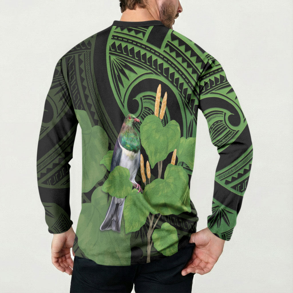 Kawakawa Rongoa Maori Kereru New Zealand Button Sweatshirt LT14 - Polynesian Pride