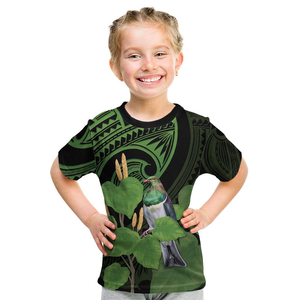 Kawakawa Rongoa Maori Kereru New Zealand Kid T Shirt LT14 Green - Polynesian Pride