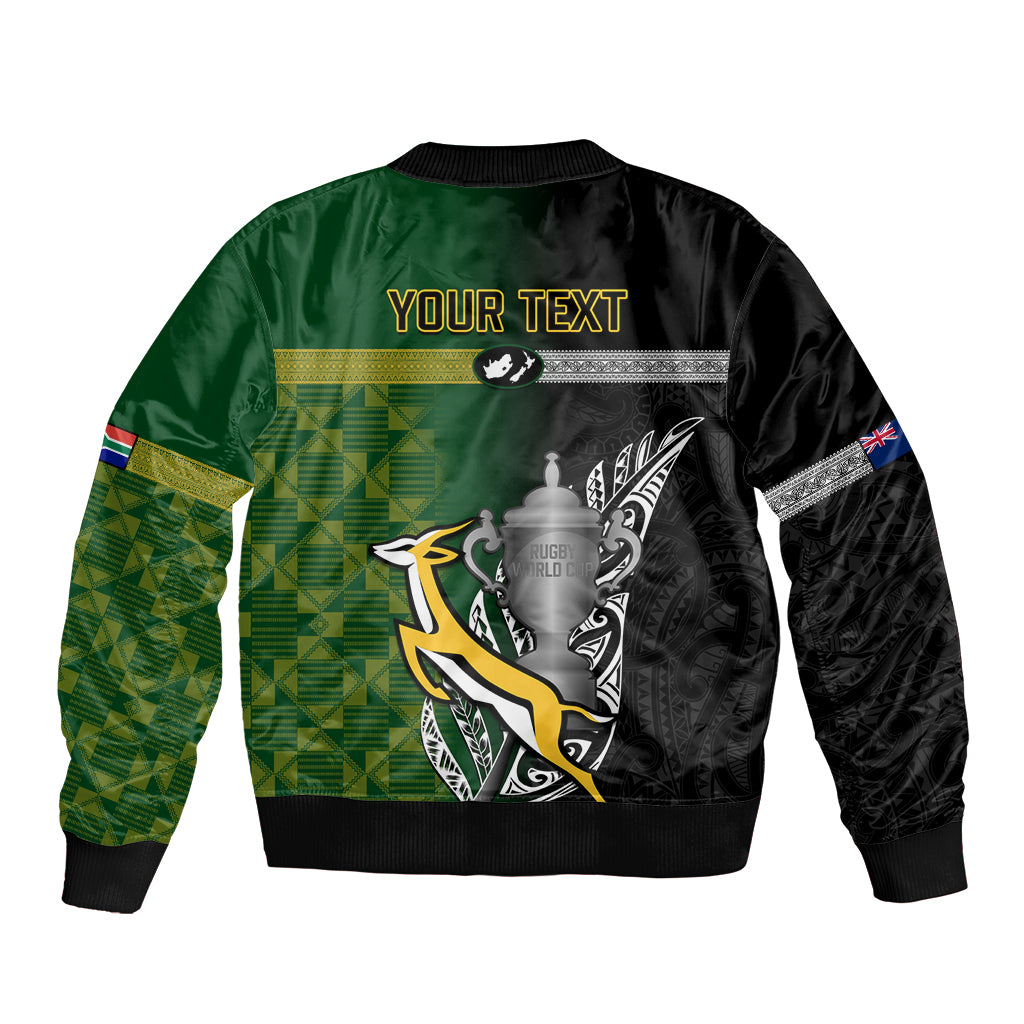 Personalised New Zealand and South Africa Rugby Bomber Jacket 2023 World Cup Final All Black Springboks Together LT14 - Polynesian Pride