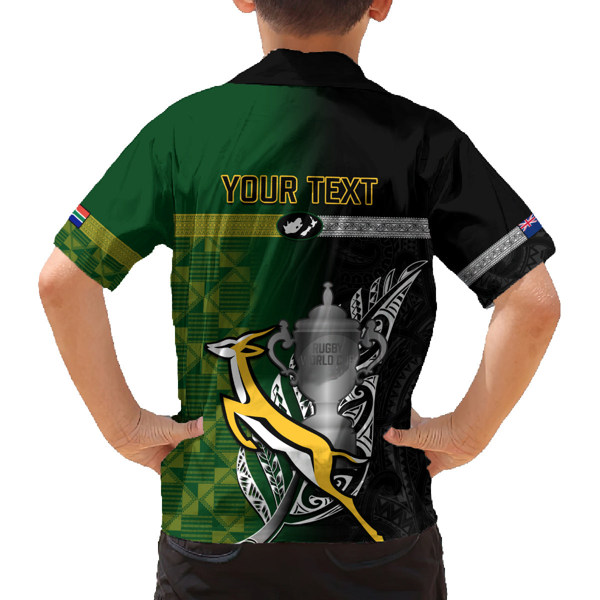 Personalised New Zealand and South Africa Rugby Family Matching Summer Maxi Dress and Hawaiian Shirt 2023 World Cup Final All Black Springboks Together LT14 - Polynesian Pride