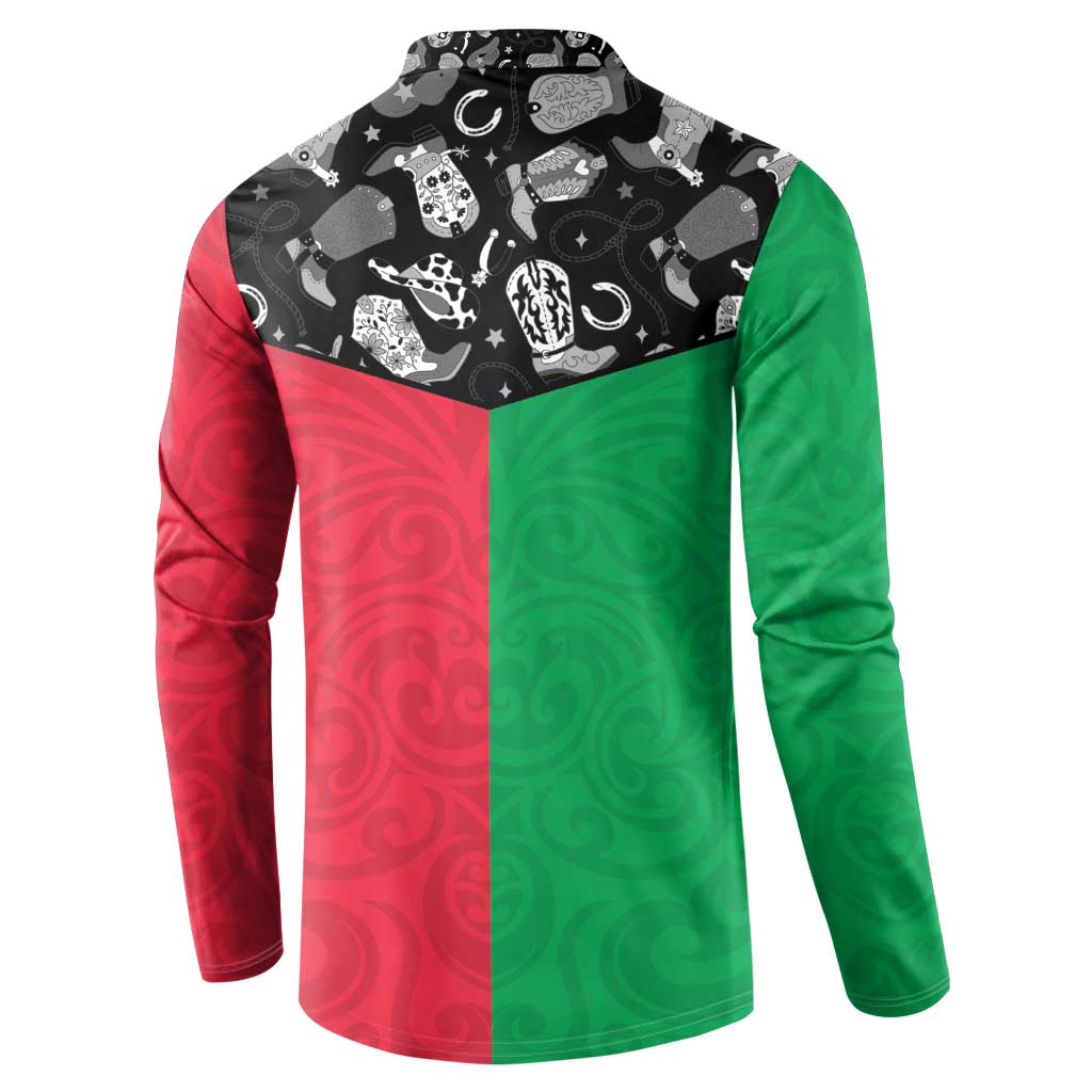Vanuatu Cowboy Button Sweatshirt Cowboy Symbols Split Stylized - Polynesian Pride