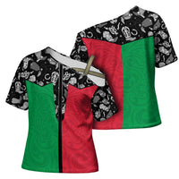 Vanuatu Cowboy Cross Shoulder Shirt Cowboy Symbols Split Stylized - Polynesian Pride