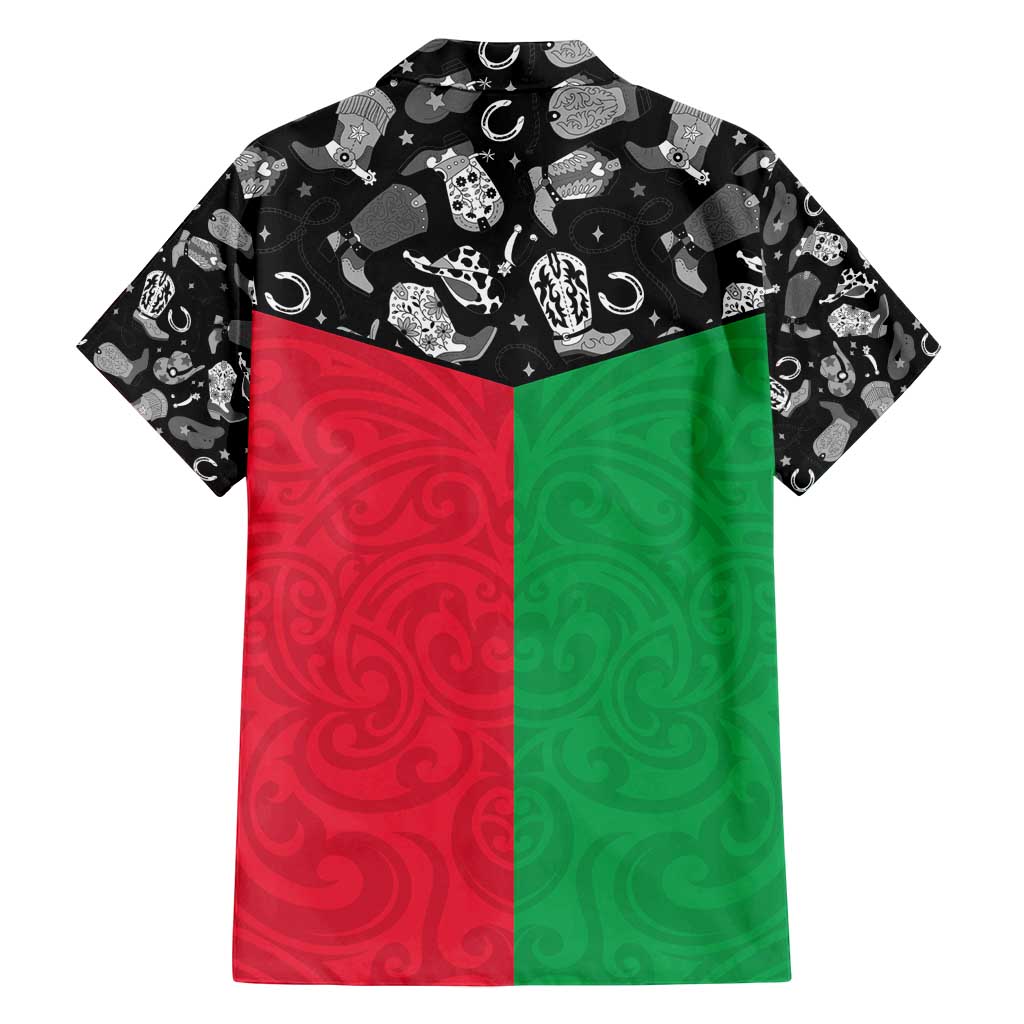 Vanuatu Cowboy Family Matching Long Sleeve Bodycon Dress and Hawaiian Shirt Cowboy Symbols Split Stylized - Polynesian Pride