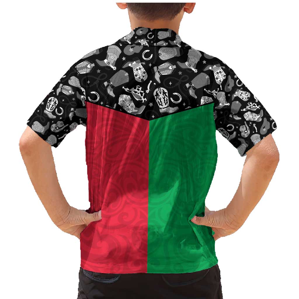 Vanuatu Cowboy Family Matching Mermaid Dress and Hawaiian Shirt Cowboy Symbols Split Stylized - Polynesian Pride