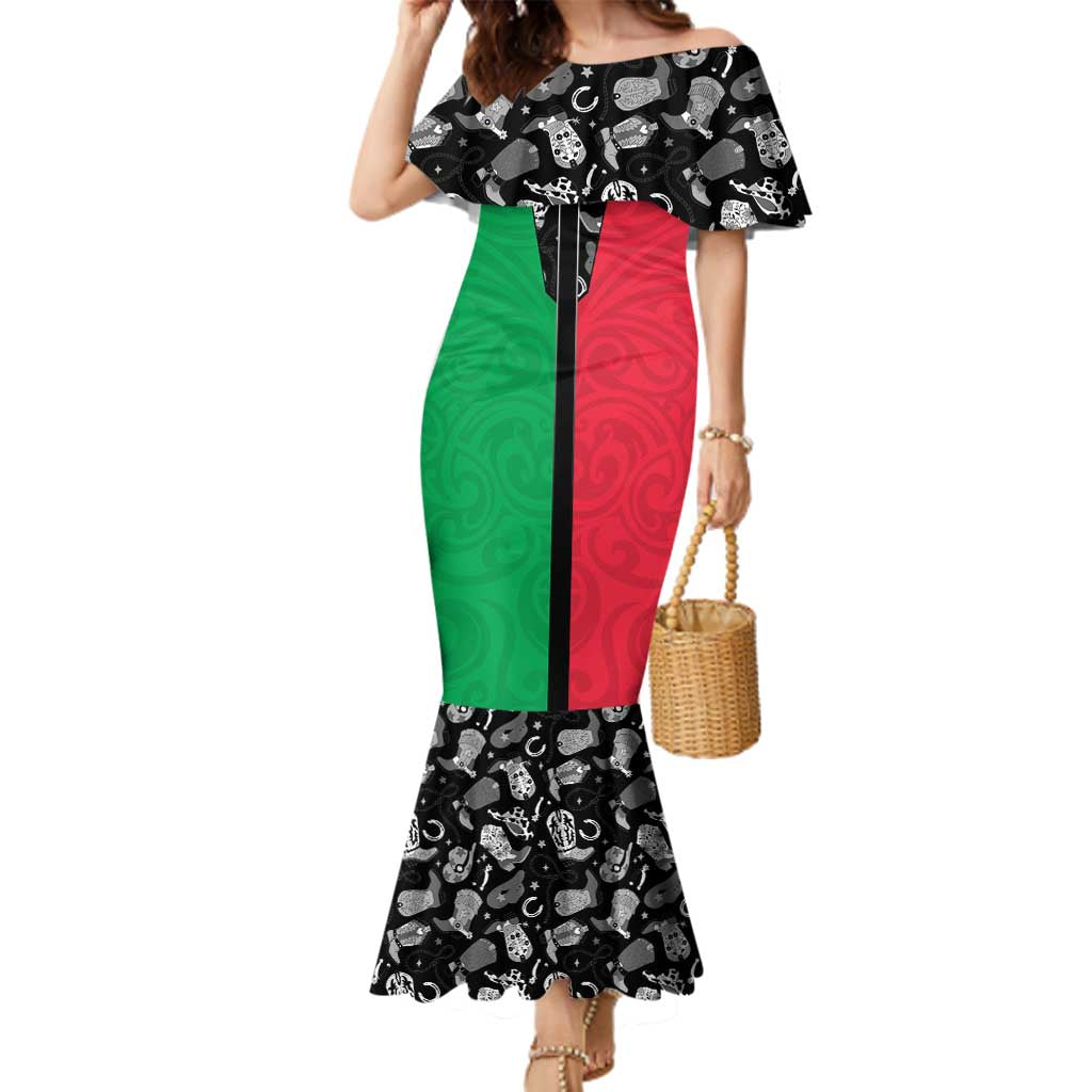 Vanuatu Cowboy Family Matching Mermaid Dress and Hawaiian Shirt Cowboy Symbols Split Stylized - Polynesian Pride