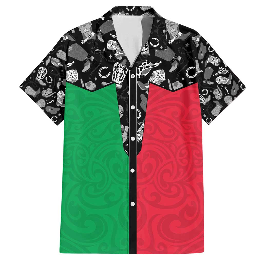 Vanuatu Cowboy Family Matching Summer Maxi Dress and Hawaiian Shirt Cowboy Symbols Split Stylized - Polynesian Pride